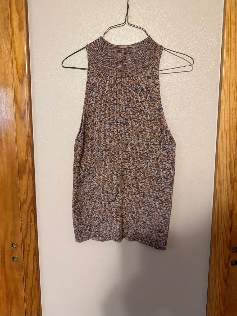 Madewell Brown Multi Ribbed Mock Neck Tank